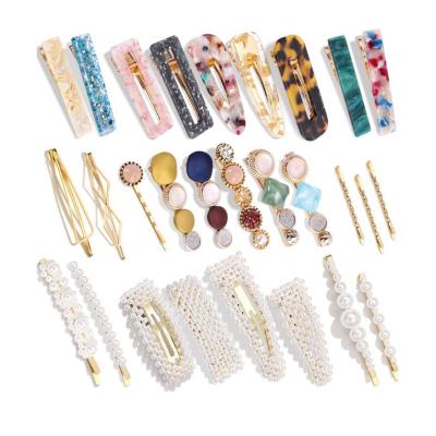 China Fashion ins fashion hair accessories handmade hair barrettes pearl acrylic resin hair clips for sale