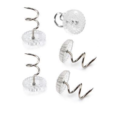 China Clear Plastic Stainless Steel Twist Sofa Head Push Pin Pin for sale