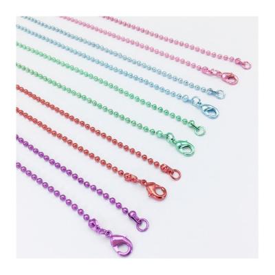 China Bandage Pad Color Ball Chain Chain Necklace With Lobster Clasp for sale