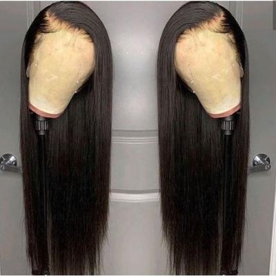 China Women's Long Straight Human Hair Wig Color Recessed Natural Hair 13*4 Lace Front Wig With Baby Hair for sale