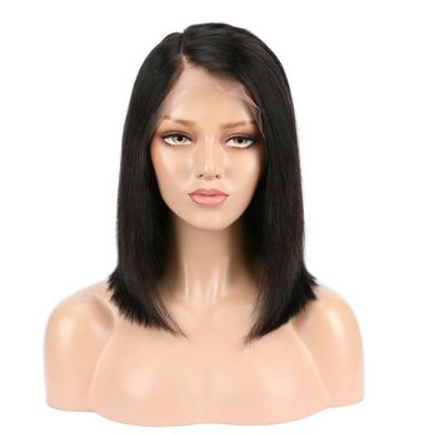 China Bob Straight Natural Black Unprocessed Silky Straight Wave Brazilian Short Hair Glueless HD Full Lace Wigs 130% Density Full Lace Wigs for sale