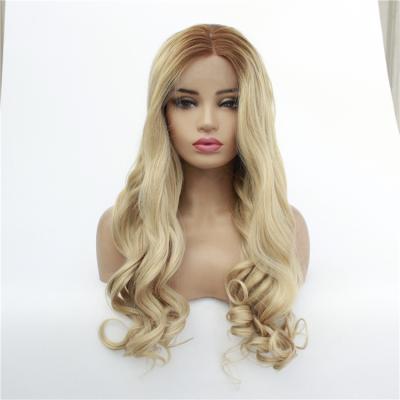 China Wholesale Price Body Wave Brown To Platinum Blonde Body Wave Synthetic Lace Wig for sale