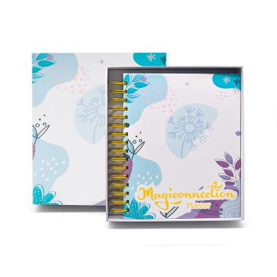 China Custom Spiral Diary Notebook Binding Spiral Printing Free Sample Cover with A5 Metal Corner Guard Planer for Gift Box for sale