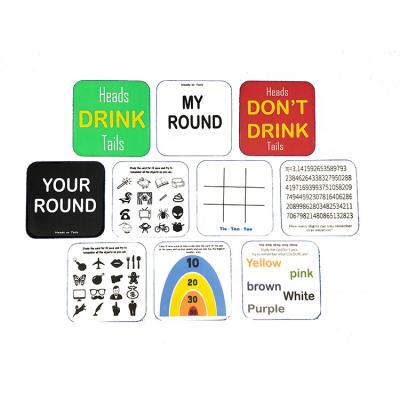 China Stocked Promotional Party Novelty Gift Trick And Jokes Prank Toys 10 Coasters Per Bar Joke Drinks Set Mat for sale