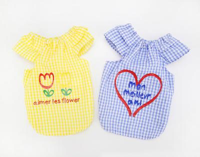 China 2023 Summer New Style Casual Plaid Small Plush Pet Viable Dog Shirts Dog Vests Clothes Cute Pet Costume for sale