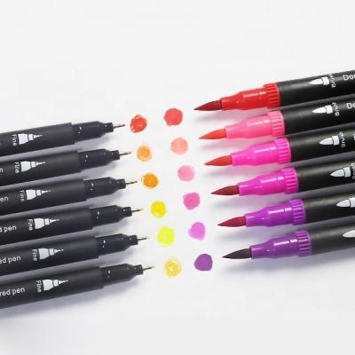 China Painting.Drawing.Writing. Advertising.Promotion Double Brush Pen Art Markers Soft Bag Customize Set OEM PVC Paint Box Double Tips Paint Pens For Stationery for sale