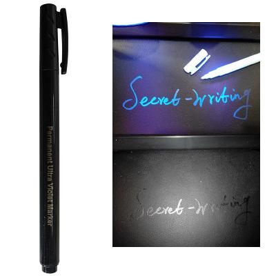 China Promotional Permanent Black Light Art Invisible Ink Marker Pen Secret Message Pens 3 Colors With UV Light Key Chain Led Art Drawing Set for sale