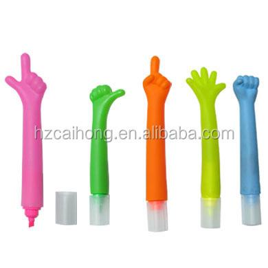 China Shaped pp gesture or finger highlighter pen CH-6251 highlighter bar finger pen/cute novelty finger pen for sale