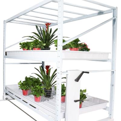 China Water-saving Irrigation System Farming vertical 4 x 8 rolling bench table metal greenhouse growing plant ebb and flow tray for sale