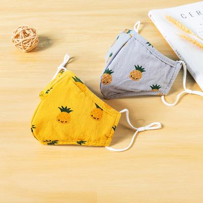 China Factory wholesale reusable cottonmask men and women daily protective three-dimensional face maskes cotton printed pineapple maskes for sale