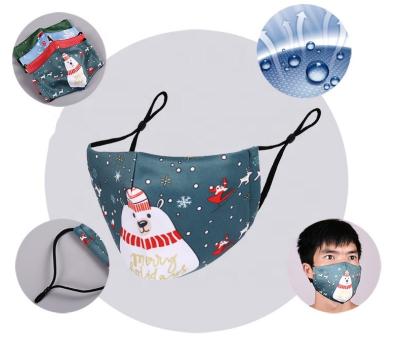 China Reusable Custom Dustproof Breathable Party Masks LOGO Christmas Insert Filter and Print Washable Recyclable Pattern Facemask for sale