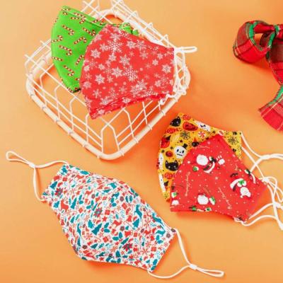 China Low MOQ Layer Dust Proof PM2.5 Adult Washable Floral Christmas Facemask Cotton Christmas Pattern Reusable Custom Face Maskes 3 for sale