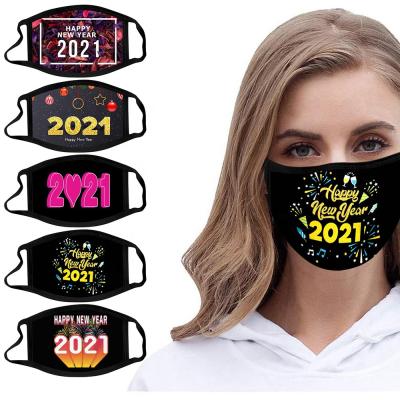 China Reusable Fashion Designer Printed 2021 New Year Reusable Cotton 2ply Dust Proof Face Maskes for sale