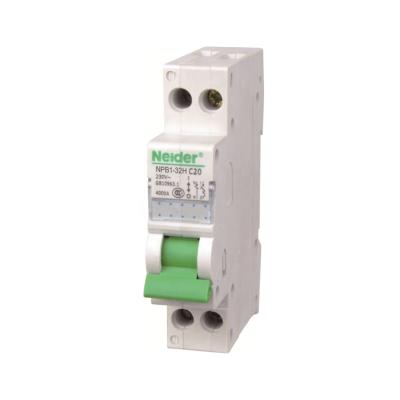 China High Breaking Capacity NPB1-32H 1+N 2P C20 20A MCB AC Miniature Circuit Breaker 6KA for sale