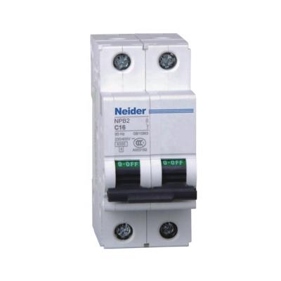 China Neider Brand NPB2-63 C16 16A MCB AC Voltage 2P 10KA Miniature Screw-Type Circuit Breaker for sale