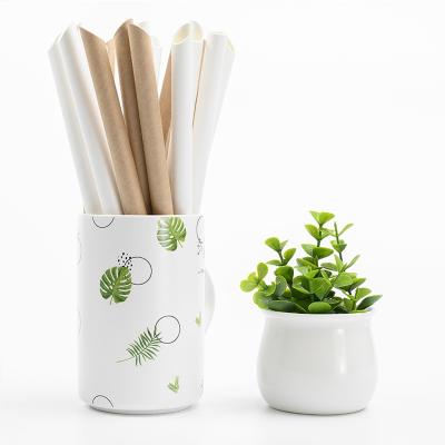 China Custom Colored Disposable Paper Non Plastic Straws Degradable Recycled Materials Drinking Straw Straws 8mm*197mm for sale