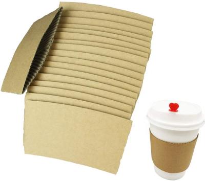 China Recycled Materials 8oz Disposable Coffee Cup Sleeves For Hot Drinks Paper Corrugated Cup Jackets for sale