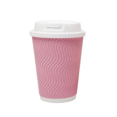 China Recycled Materials Wholesale Disposable Hot White 6oz 8oz 12oz Corrugated Cup Cheap Custom Double Cup Wall Paper Packaging for sale