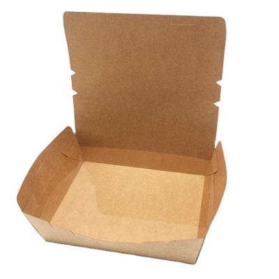 China Customized Biodegradable Foldable Disposable Kraft Paper Lunch Box for sale