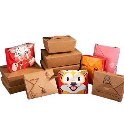 China Food Grade Craft Paper Salad Disposable Paper Box Take Out Disposable Package Food Containers Box In Stock for sale