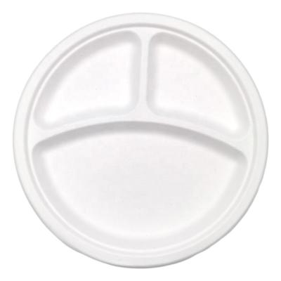 China Good Quality Compostable Sugarcane Bagasse Tableware Round Eco - Friendly Biodegradable Disposable Dish for sale