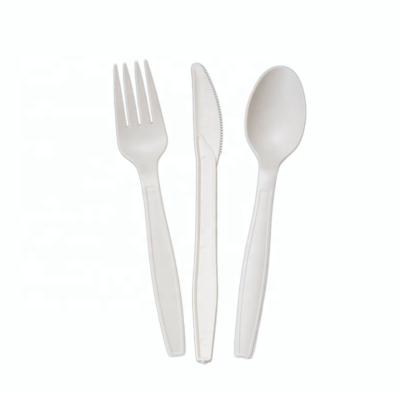 China Wholesale Customized Compostable Cornstarch Knife Spoon Fruit Salad Dessert Fork Cornstarch Cutlery for sale