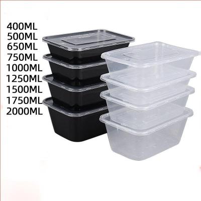 China Restaurant Eco Friendly Recyclable Rectangular Disposable Microwave PP Plastic Takeout Food Containers for sale