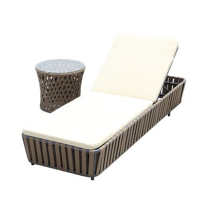 China Eco-friendly Outdoor Courtyard Furniture Garden Folding Bed Hotel Patio Rattan Modern Wicker Sun Sofa for sale