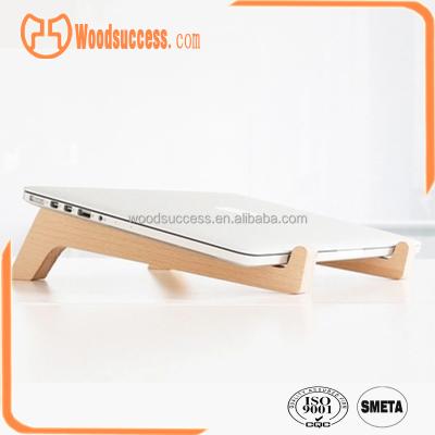 China Cheap Price Beech Wood Desktop Notepad Handmade Laptop Stand Holder for sale