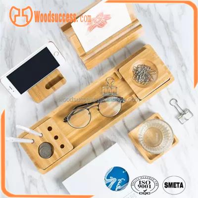 China Office stationery handmade bamboo holder for phone, pen, sundries for sale