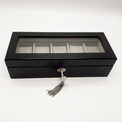 China Classic And Durable Multi-Card Home Decoration Black Wooden Wooden Watch Box for sale