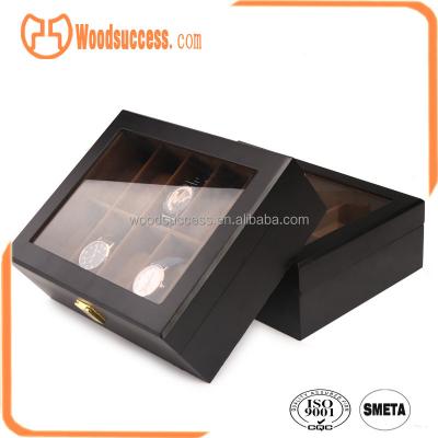 China Handmade wooden wacht boz boxes matte black lacquer for watch for sale