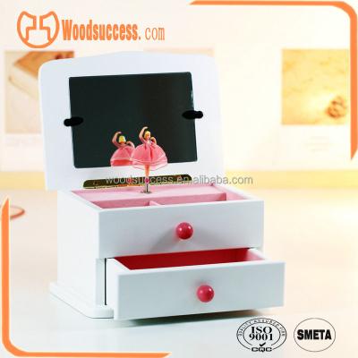 China Ballerina handmade wooden dancing musical jewelry box with drawers for sale