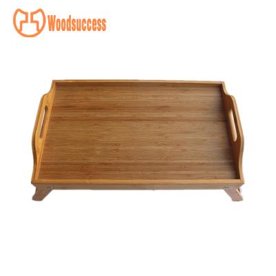 China Foldable Hotel Serving Bed Table Child Food Serving Tray With Stand for sale