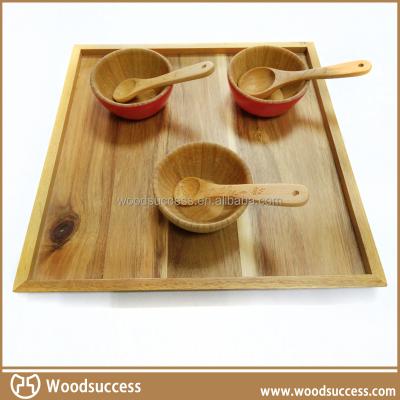 China Handmade Cheap Eco - Friendly Pine Wood Fast Food Serving Tray For Restaurant for sale