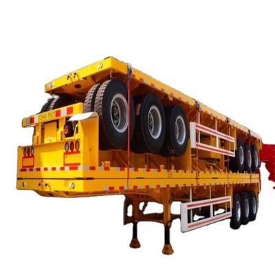 China Low Price Tri Axle 3 Axle Truck Trailer High Quality 40Ton 40ft Flat Bed Container New Semi Truck Trailer for sale