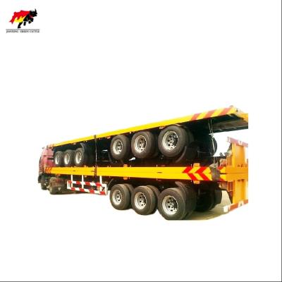 China 3 axle 40ft flatbed container truck semi truck trailer heavy load trailer made in china for sale