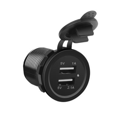 China Car Power Charger 2.1A/1A Dual USB Car Charger 2 Socket 5V Fast Car Charger Power Port Adapter USB for sale