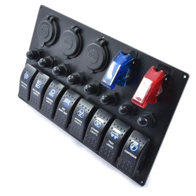 China Marine Boat Car Rv Vehicles Truck 8 Gang Rocker Switch USB Socket Waterproof Dual Breaker 12v + Power Panel Lighted Led Rocker Switches Car Switch for sale