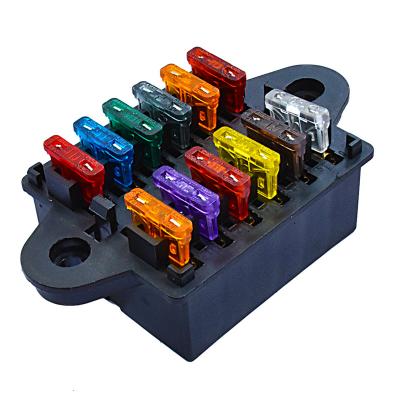 China Automobile Performance Mini 12 Way ATO Blade Fuse Box Dark Beer Holder 12V/24v+12 Way Fuse For Car Truck SUV Boat Car Marine Accessories for sale