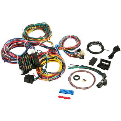 China 21 Circuit Wiring Temperature Resistant Kit with 21 Circuits 17 Fuses for Chevy Mopar Hotrods Ford Chrysler Universal for sale