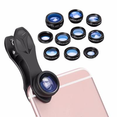 China Multifunctional Mobile Lens Kit UK 10 in 1 Clip On Attachment Lenses for sale