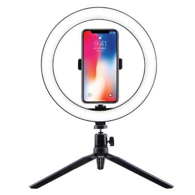 China Video Studio Shooting READY TO BOARD 10 Inch USB LED Desktop Selfie Ring Light With Tripod for sale