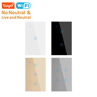 China PC+Tempered Glass US EU Smart Wifi Wall Touch Switch 1/2/3 Strip Panel Light Smart Glass Switch for sale