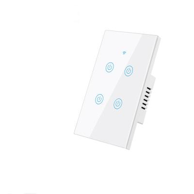 China Customized 1/2/3 /4 Strip Panel Glass App Touch Remote Control Wall Switches Smart Wall Light Switch With Alexa Google 118x72x35mm for sale