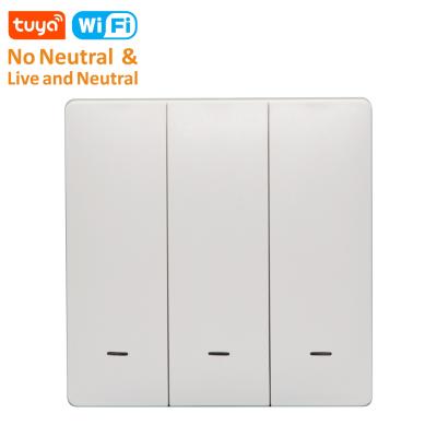 China New Design Wifi Smart Push Lamp Switch 1/2/3 Button NO-Neutral Band Remote Control L Receiver Panel Wall Switches 86x86x41mm for sale