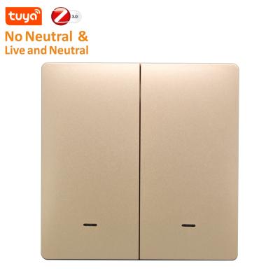 China EU 1 2 3 Gang Button Lamp Switch Tuya App Alexa Voice Control Wireless Remote Zigbee Control No Neutral Smart Switch 86x86x41mm for sale