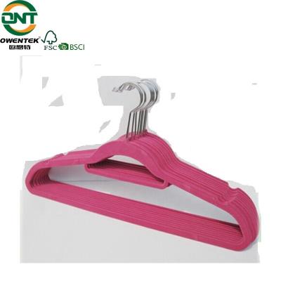 China Brand Traditional Anti-slip Customized Pink/30 Packs Multicolor Blue/White Velvet Cloth Hangers Coat Hanger for sale