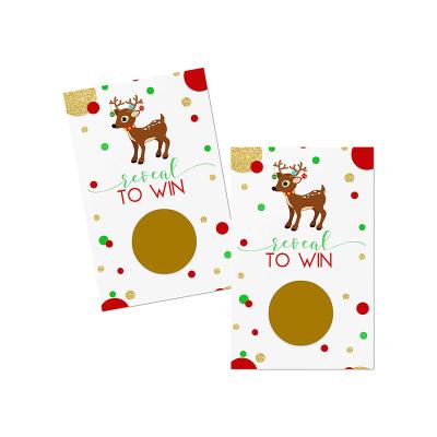 China Waterproof Reindeer Scratch Off Playing Cards Christmas Activity For Groups Kids Work Adults Raffle Tickets Holiday Party Deals for sale