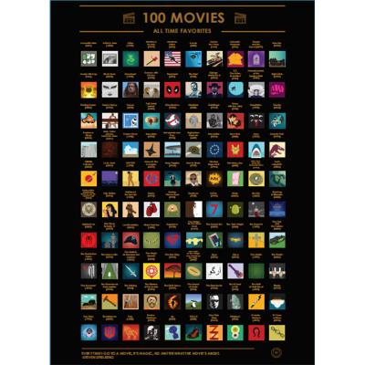 China Scratch Off Amazon High Quality Custom Hot Sale For Movie Scratch 100 Movies Poster for sale